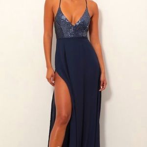 navy blue lucy in the sky prom dress size small
